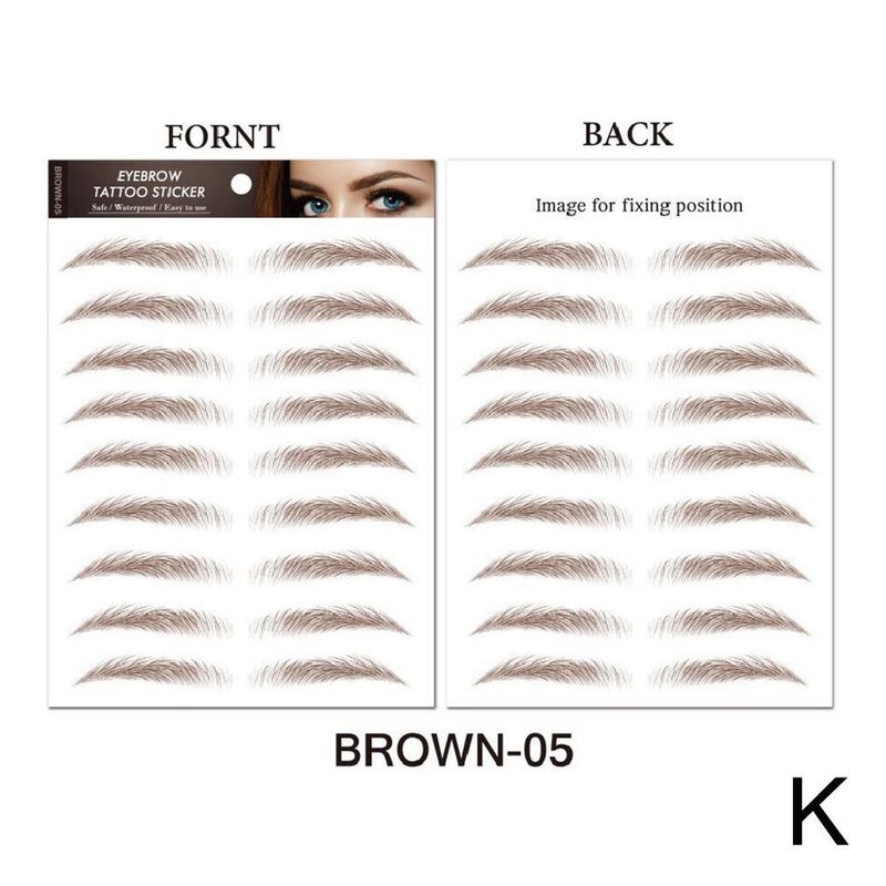 6D Simulation Black Eyebrow Stickers, Semi-Permanent Brown Eyebrow Tattoo Stickers, Lazy Person's Waterproof Natural